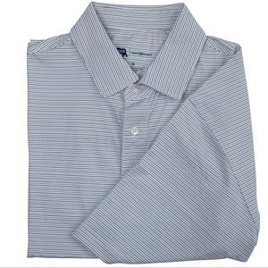 Onward Reserve- Tour Stripe Performance Polo - Olive Drab/Collegiate Blue